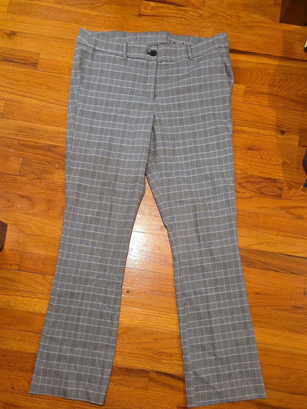 Lane Bryant Women's Straight Leg Patterned Pants Gray & Black Waist 18 TALL